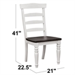 French Chic Ladder Back Dining Chairs Set of 2 Antique White & Walnut Brown Wood