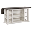 French Chic Dropleaf Kitchen Island Bar Antique White & Walnut Brown Wood