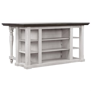 French Chic Dropleaf Kitchen Island Bar Antique White & Walnut Brown Wood