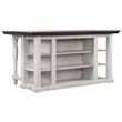 French Chic Dropleaf Kitchen Island Bar Antique White & Walnut Brown Wood