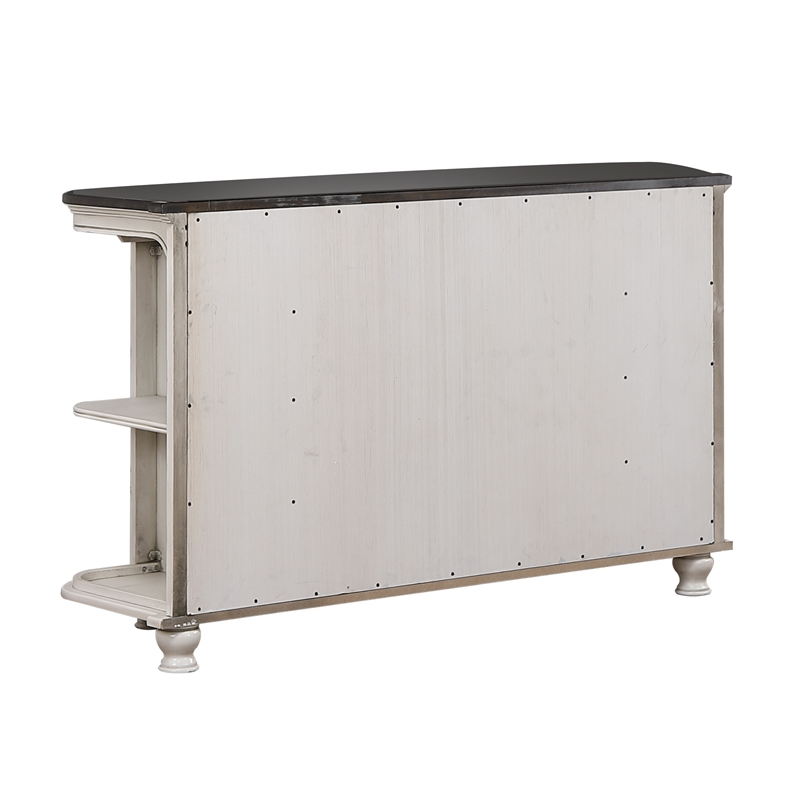 French Chic Sideboard with Storage & Display Shelves Off White/Walnut Brown Wood