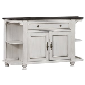 French Chic Sideboard with Storage & Display Shelves Off White/Walnut Brown Wood