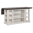 French Chic Expanding Dropleaf Kitchen Island Bar Set 2 Stools White/Brown Wood