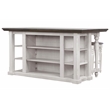French Chic Expanding Dropleaf Kitchen Island Bar Set 2 Stools White/Brown Wood