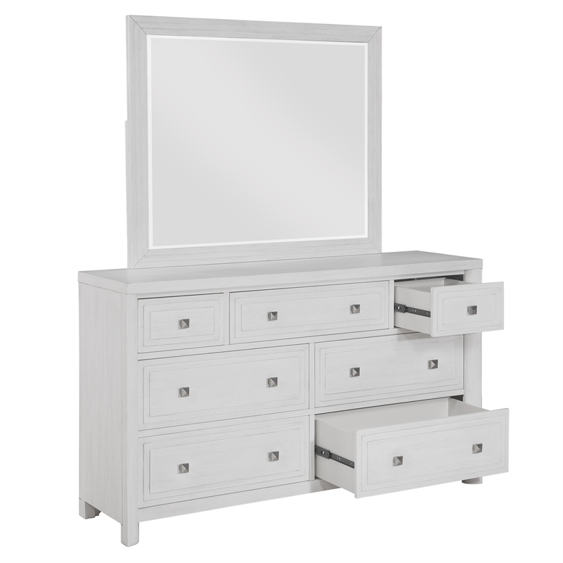 Sunset Trading Dover 5 PC Queen Bedroom Furniture Set in Cerused White Oak Wood