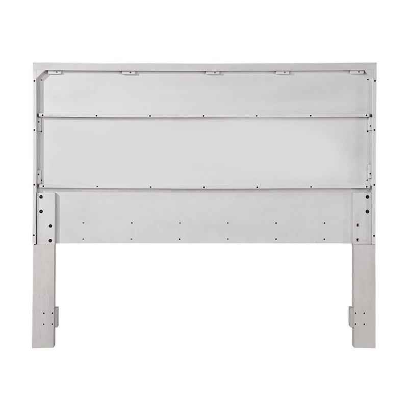 Sunset Trading Dover Queen Size Panel Bed Frame in Cerused White Oak Wood