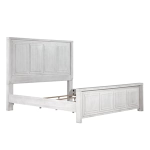 Sunset Trading Dover Queen Size Panel Bed Frame in Cerused White Oak Wood