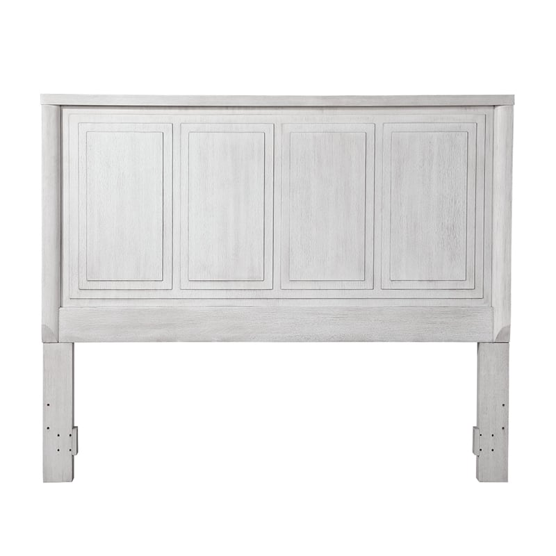 Sunset Trading Dover King Size Panel Bed Frame in Cerused White Oak Wood