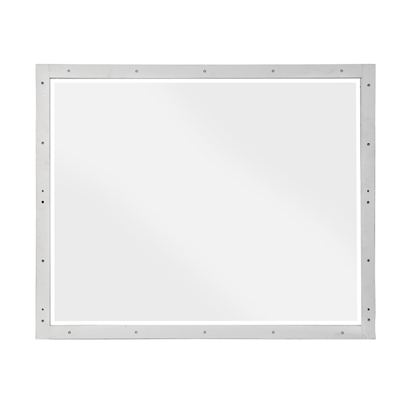 Sunset Trading Dover Rectangular Beveled Glass Mirror in Cerused White Oak Wood