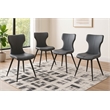 Echo Faux Leather Dark Gray Dining Chairs Black Legs Set of 4 Kitchen Sidechairs