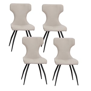 Echo Faux Leather Cream White & Black Dining Chairs Set of 4 Kitchen Sidechairs