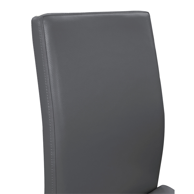 Sela Gray Faux Leather Padded Dining Chairs Chrome Cantilever Base Set of 2