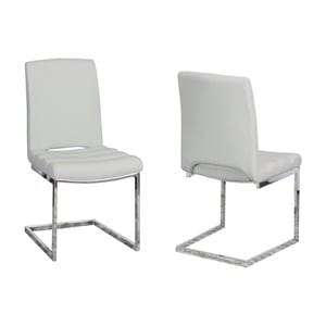 Delta Light Gray Faux Leather Chrome Cantilever Dining Chair Set of 2 Sidechairs