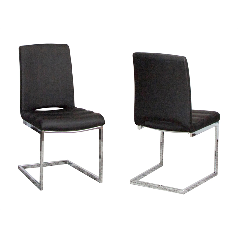 Sunset Trading Delta Black Faux Leather Chrome Cantilever Dining Chairs Set of 2