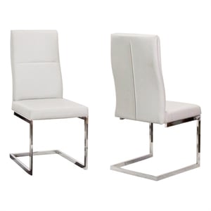 Opal Light Gray Faux Leather Chrome Cantilever Dining Chairs Set of 2 Sidechairs