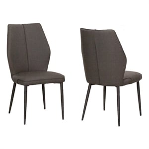 Mara Faux Leather Dark Gray Dining Chairs Black Legs Set of 2 Kitchen Sidechairs