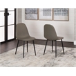 Leda Faux Leather Mocha Brown Dining Chairs Black Metal Legs Set of 2