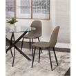 Leda Faux Leather Mocha Brown Dining Chairs Black Metal Legs Set of 2