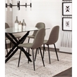 Leda Faux Leather Mocha Brown Dining Chairs Black Metal Legs Set of 2