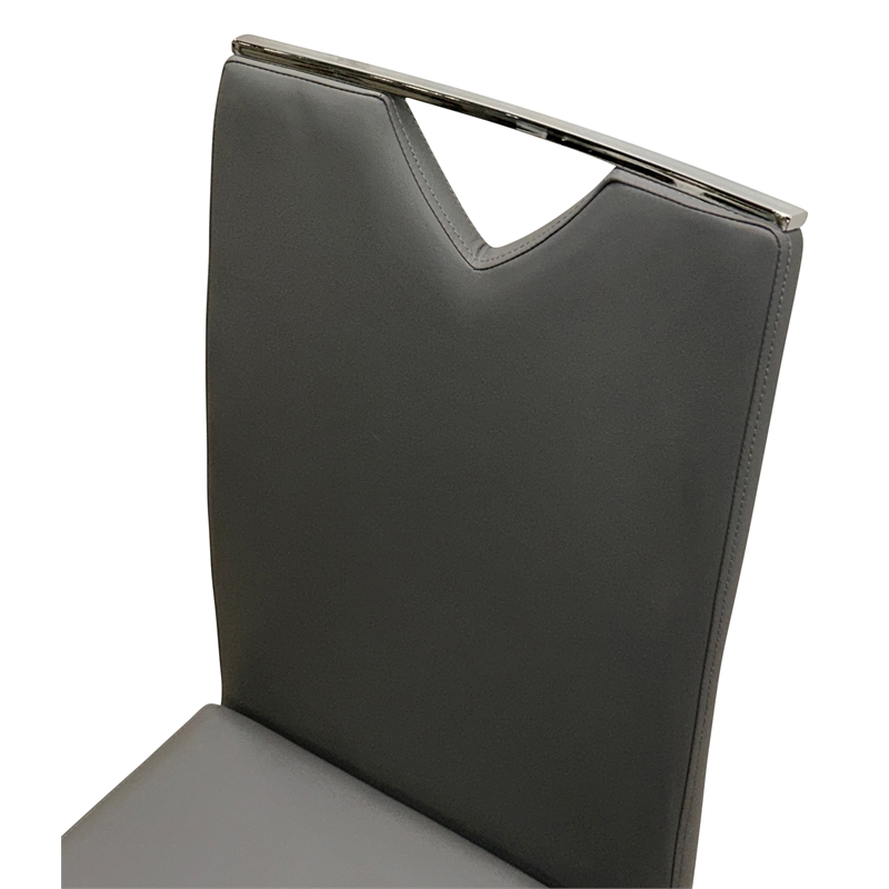 Doral Dark Gray Faux Leather Dining Chairs w Chrome Cantilever Base Set of 2