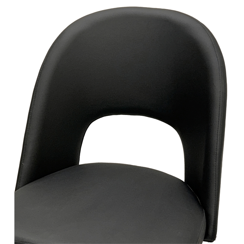 Portia Black Faux Leather Dining Chairs w Powder-Coated Metal Legs Set of 2