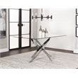 Venu Rectangle 63x35 Clear Glass Top Dining Table w Chrome Metal Geometric Legs