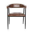 Bristol Chestnut Brown Buffalo Leather Dining Arm Chair w Black Iron Legs