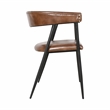 Bristol Chestnut Brown Buffalo Leather Dining Arm Chair w Black Iron Legs