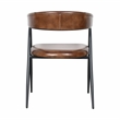 Bristol Chestnut Brown Buffalo Leather Dining Arm Chair w Black Iron Legs