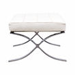 LeisureMod Bellefonte Modern Ivory Leather Tufted Ottoman