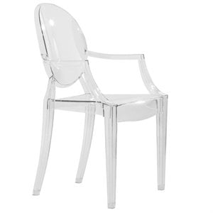 LeisureMod Carroll Modern Acrylic Dining Armchair in Clear