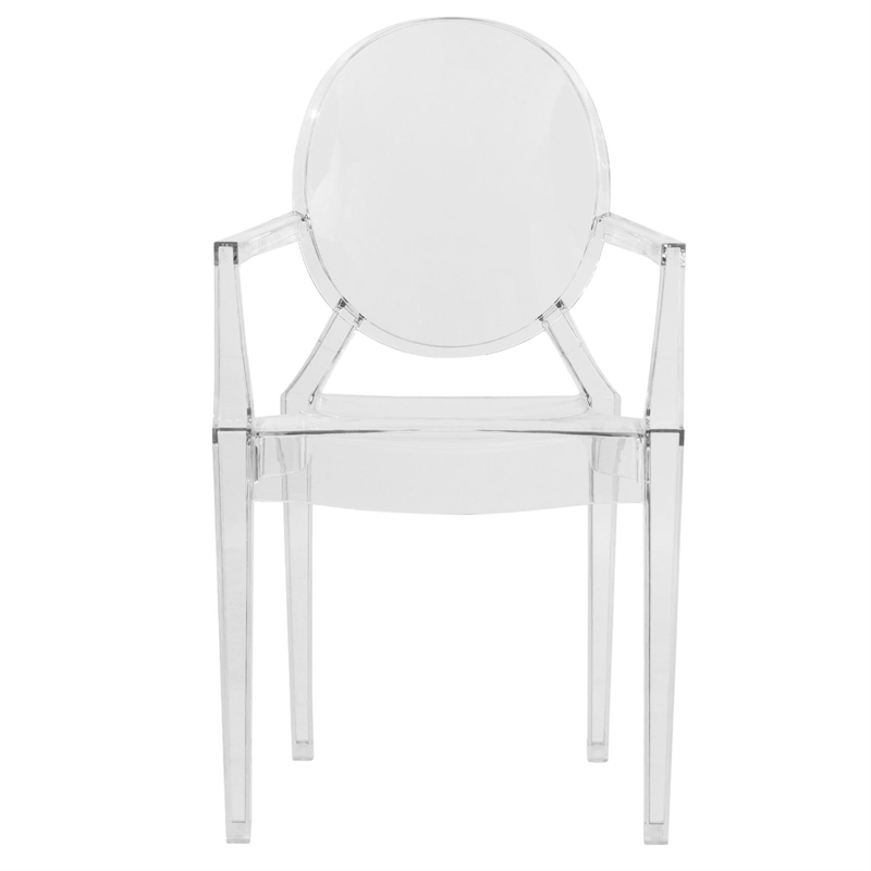 LeisureMod Carroll Modern Acrylic Dining Armchair in Clear Set of 2