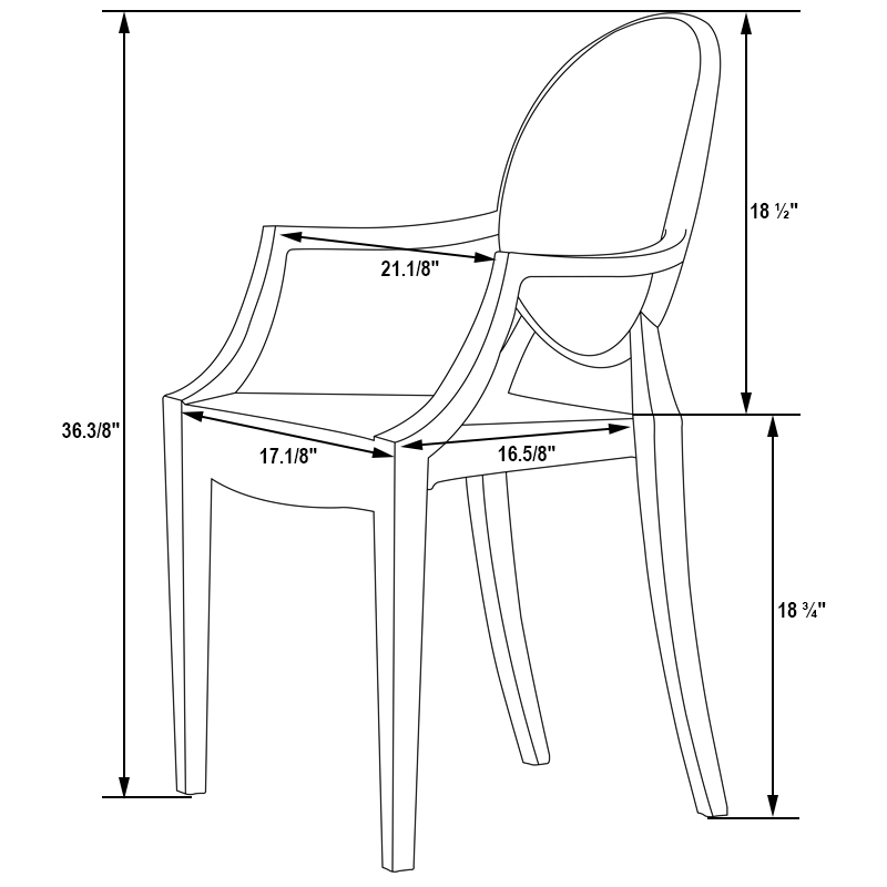 LeisureMod Carroll Modern Acrylic Dining Armchair in Clear Set of 4