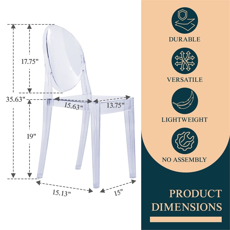 LeisureMod Marrion Modern Acrylic Dining Chair in Clear Set of 2