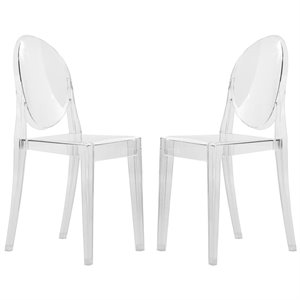 LeisureMod Marrion Modern Acrylic Dining Chair in Clear Set of 2