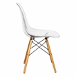 LeisureMod Dover Dining Side Chair With Wood Eiffel Base in Clear Set of 2