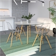 LeisureMod Dover Dining Side Chair With Wood Eiffel Base in Clear Set of 4
