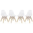 LeisureMod Dover Dining Side Chair With Wood Eiffel Base in Clear Set of 4