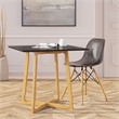 LeisureMod Dover Dining Side Chair With Wood Eiffel Base in Black