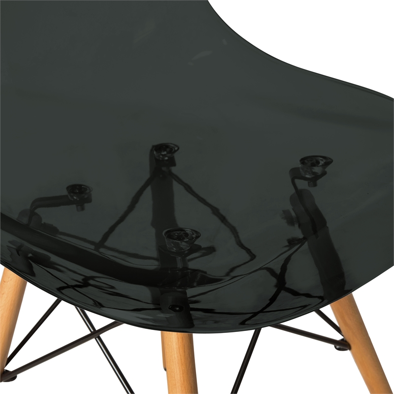 LeisureMod Dover Dining Side Chair With Wood Eiffel Base in Black Set of 2