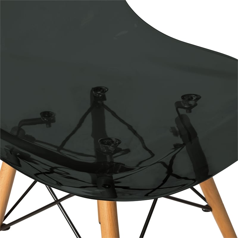 LeisureMod Dover Wood Eiffel Base Dining Side Chair in Black (Set of 4)