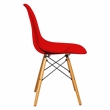 LeisureMod Dover Dining Side Chair With Wood Eiffel Base in Red (Set of 4)