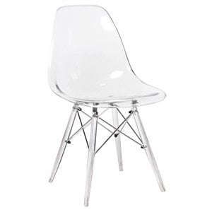 LeisureMod Dover Dining Side Chair With Acrylic Eiffel Base in Clear