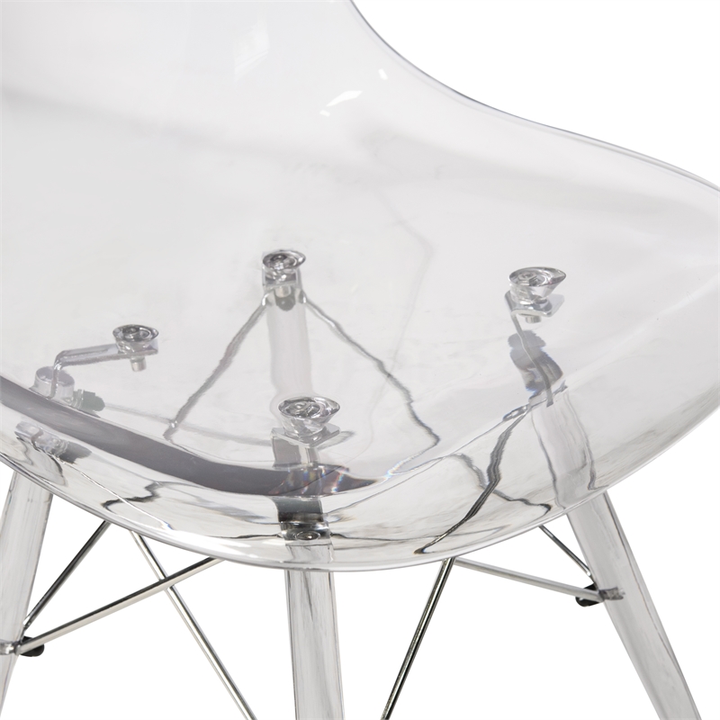 LeisureMod Dover Dining Side Chair With Acrylic Eiffel Base in Clear Set of 2