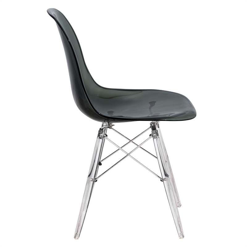 LeisureMod Dover Dining Side Chair With Acrylic Eiffel Base in Black Set of 2