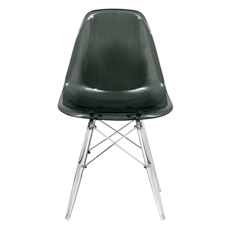 LeisureMod Dover Dining Side Chair With Acrylic Eiffel Base in Black Set of 4