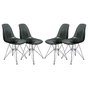 LeisureMod Cresco Modern Eiffel Base Dining Side Chair in Black Set of 4