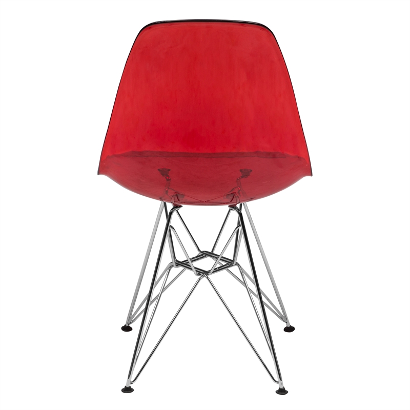 LeisureMod Cresco Modern Eiffel Base Dining Side Chair in Red
