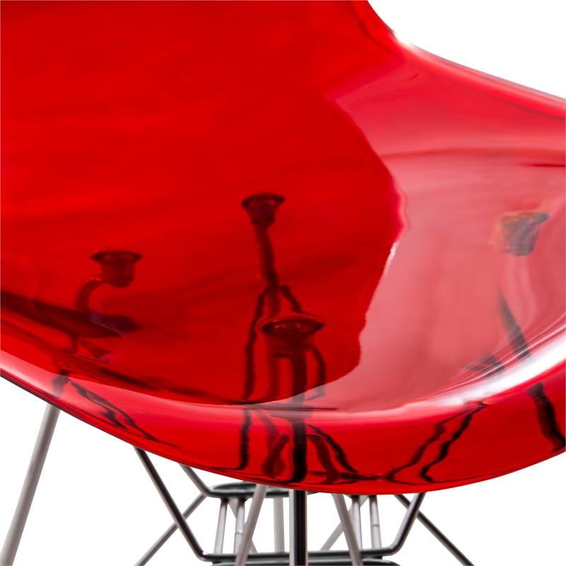 LeisureMod Cresco Modern Eiffel Base Dining Side Chair in Red