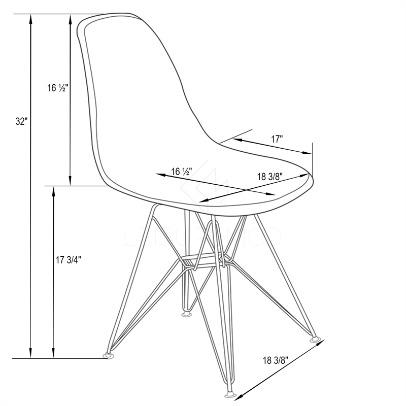 LeisureMod Cresco Modern Eiffel Base Dining Side Chair in Red